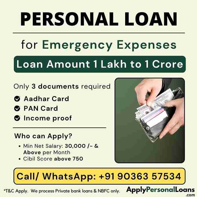 Urgent Emergency Expenses personal loan options available for salaried residents in Kochi