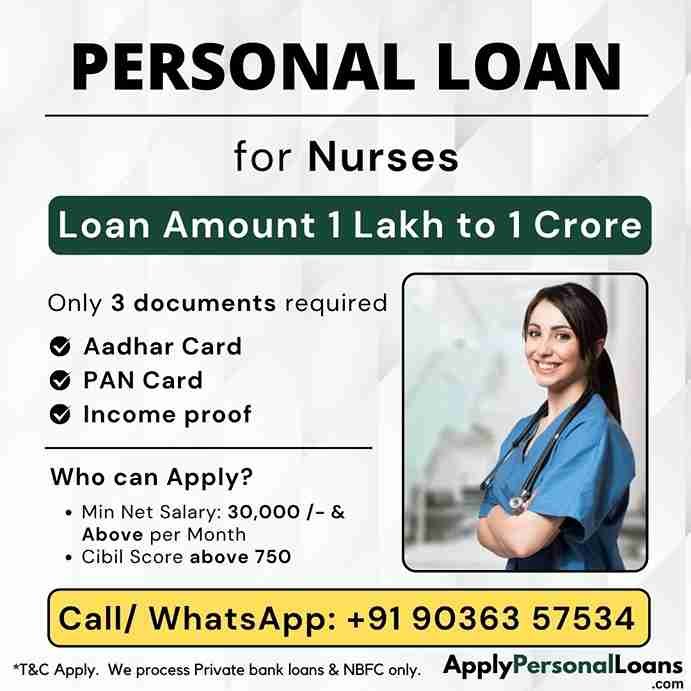 Nurses & Medical Assistants personal loan options available for salaried residents in Kakinada